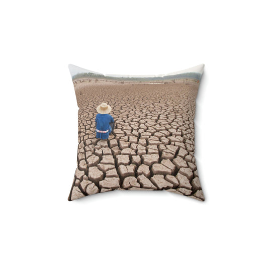 Spun Polyester Square Pillow - Global Warming - droughts strike the planet as never before due to co2 growth - Green Forest Home