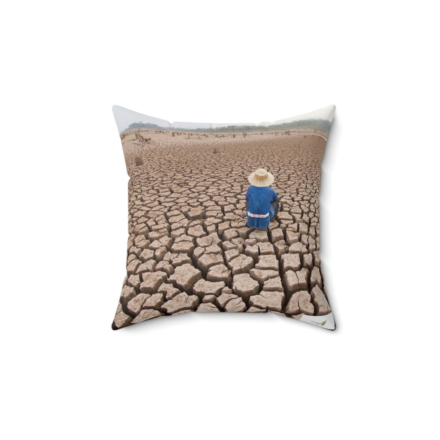 Spun Polyester Square Pillow - Global Warming - droughts strike the planet as never before due to co2 growth - Green Forest Home