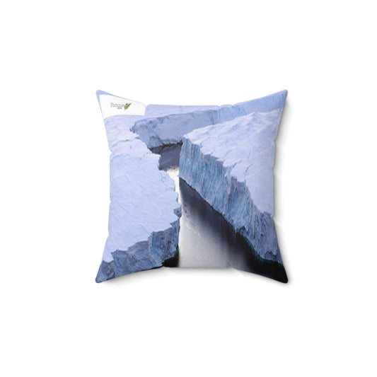 Spun Polyester Square Pillow - Global Warming - Keeling curve and Polar ice melting FAST! - Green Forest Home