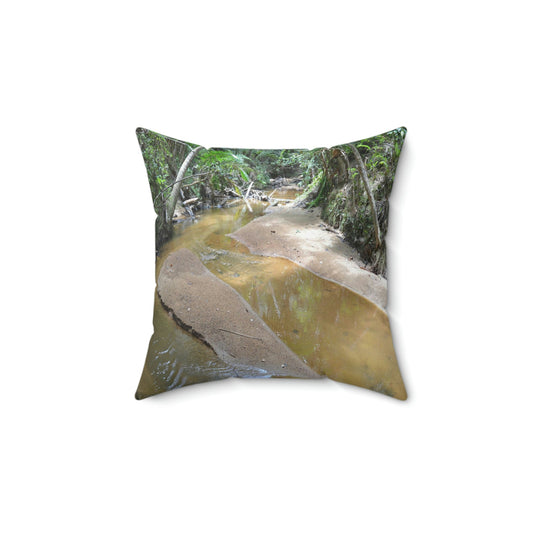 Spun Polyester Square Pillow - Related to the Holy Spirit River explorations or Tradewinds trail - El Yunque PR - Green Forest Home