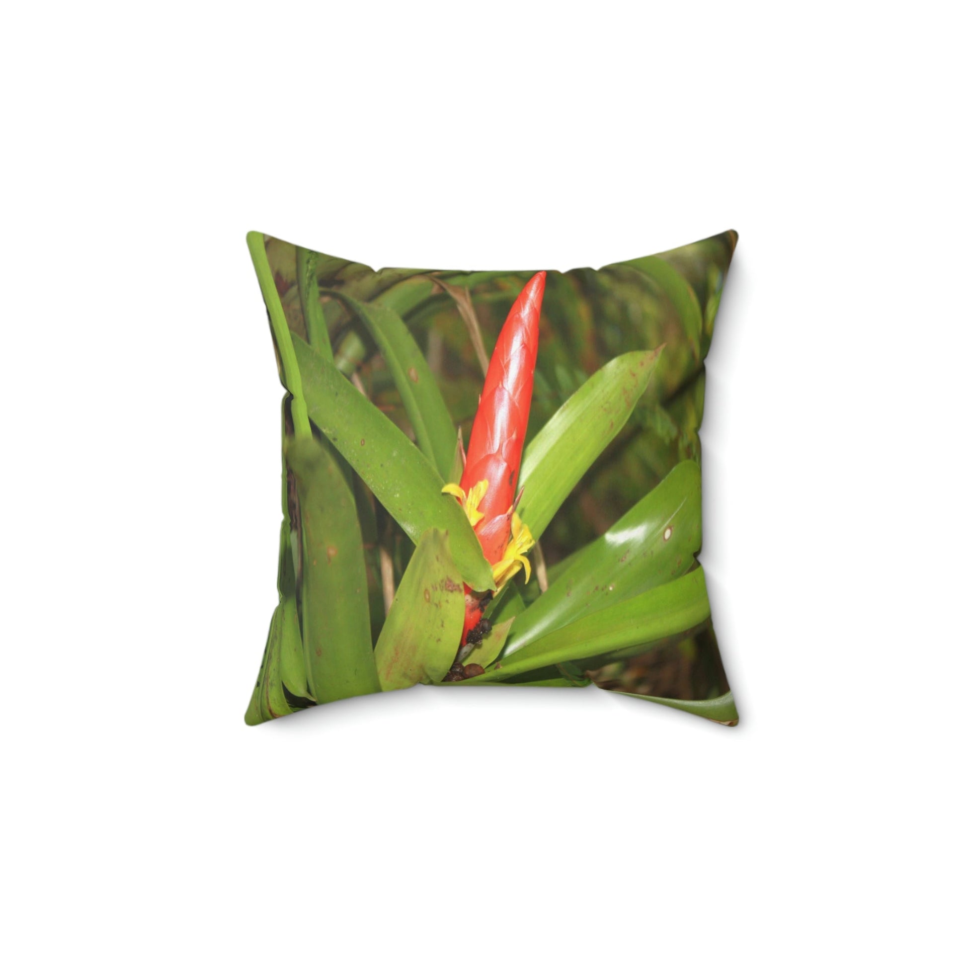 Spun Polyester Square Pillow - Related to the Holy Spirit River explorations or Tradewinds trail - El Yunque PR - Green Forest Home