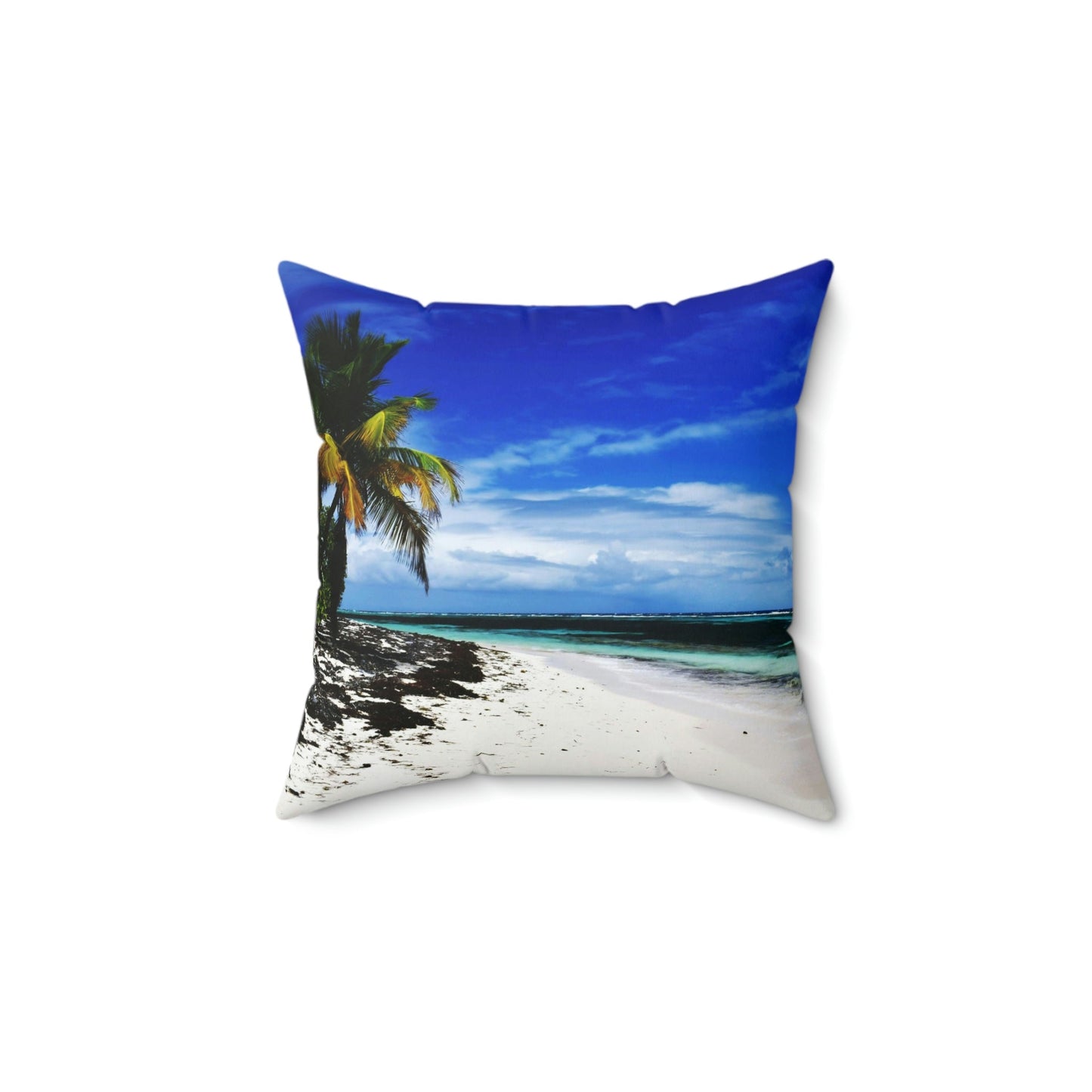 Spun Polyester Square Pillow - Remote Mona island - Puerto Rico - Green Forest Home