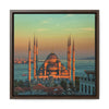 Square Framed Premium Canvas -  Blue mosque Istanbul, Turkey - Green Forest Home