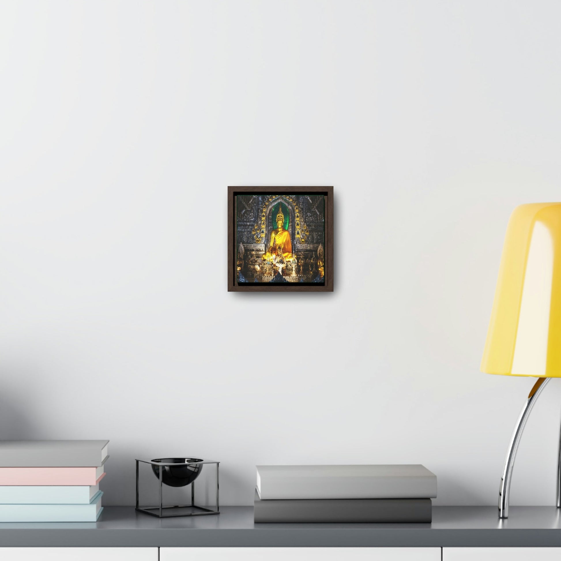 Square Framed Premium Canvas - Buddha altar in Lanna temple Thailand - Buddhism - Green Forest Home