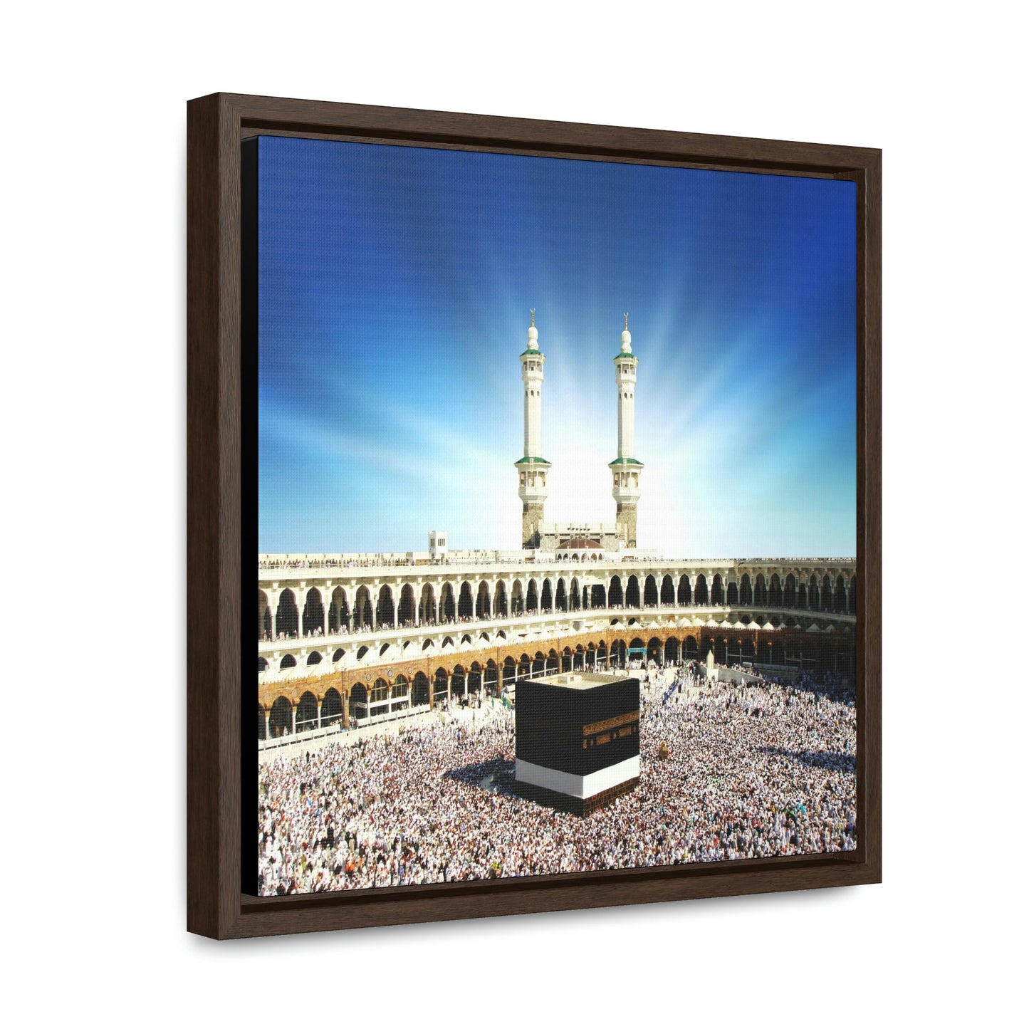 Square Framed Premium Canvas - Glorious Mosque - Kaaba Mecca - Saudi Arabia - UAE - Green Forest Home