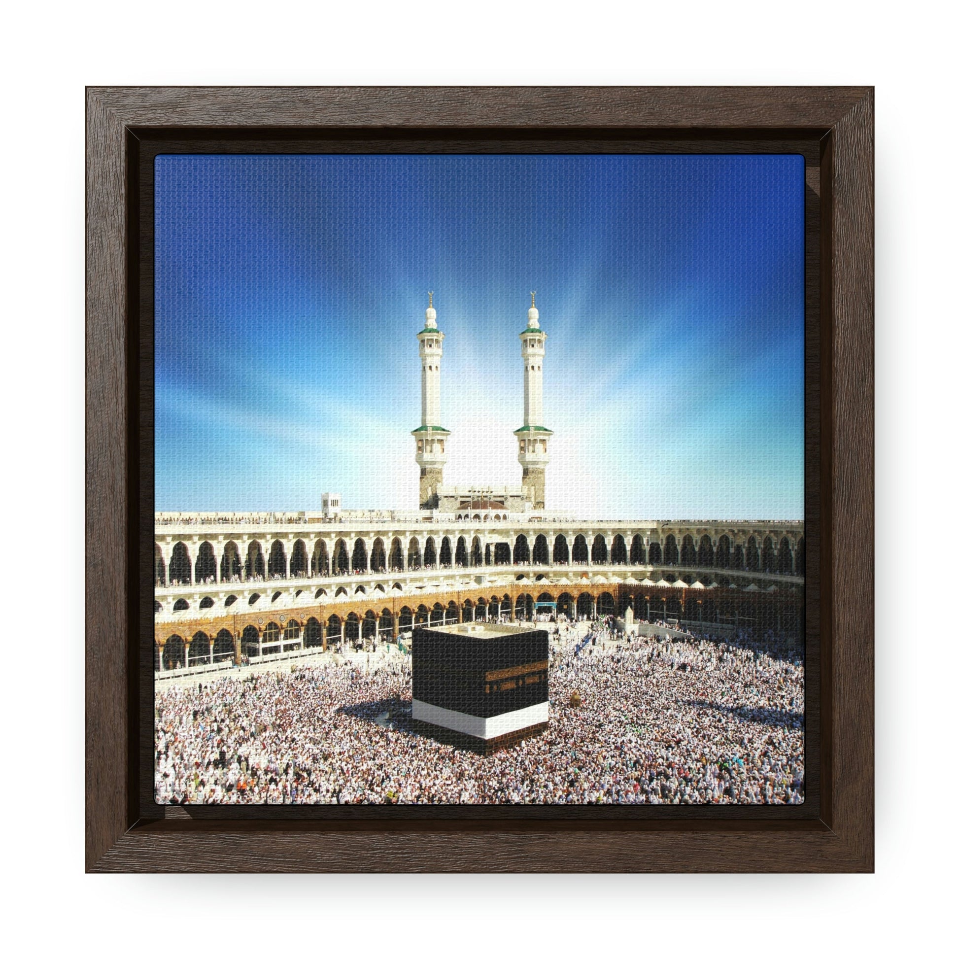 Square Framed Premium Canvas - Glorious Mosque - Kaaba Mecca - Saudi Arabia - UAE - Green Forest Home