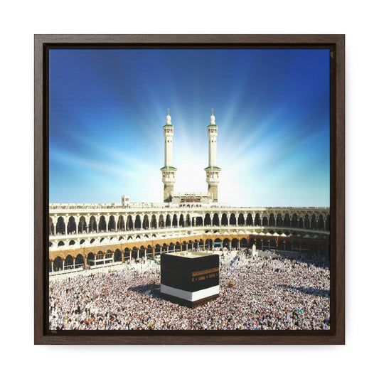 Square Framed Premium Canvas - Glorious Mosque - Kaaba Mecca - Saudi Arabia - UAE - Green Forest Home