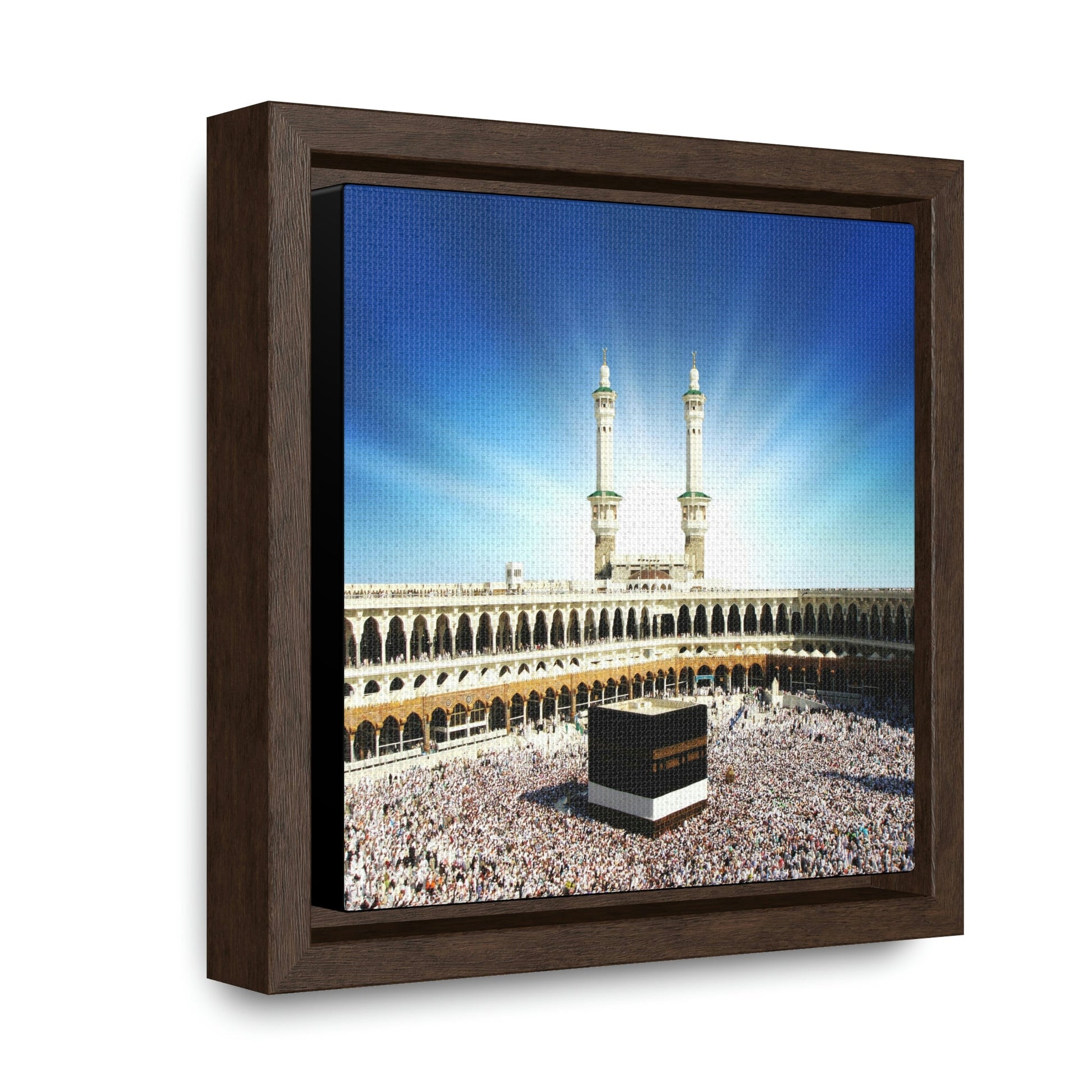 Square Framed Premium Canvas - Glorious Mosque - Kaaba Mecca - Saudi Arabia - UAE - Green Forest Home