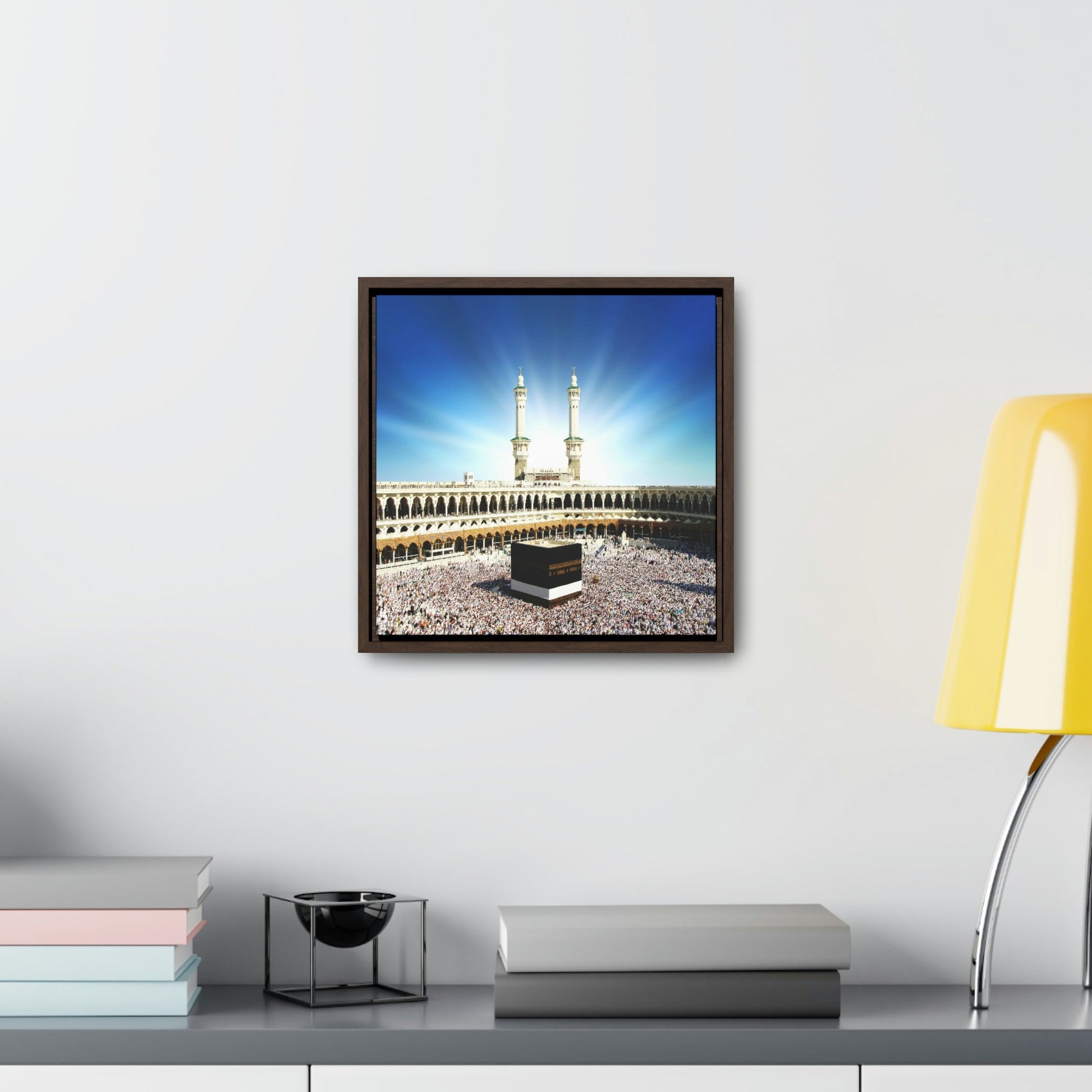 Square Framed Premium Canvas - Glorious Mosque - Kaaba Mecca - Saudi Arabia - UAE - Green Forest Home