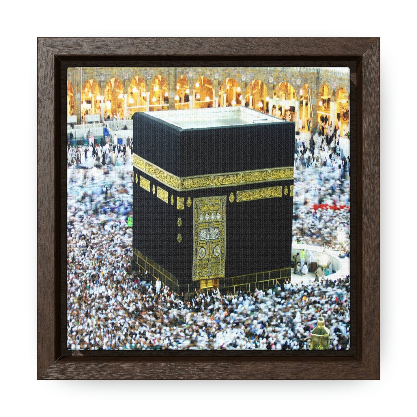 Square Framed Premium Canvas - Holly Kaaba in Mecca, Saudi Arabia - Islam - Green Forest Home