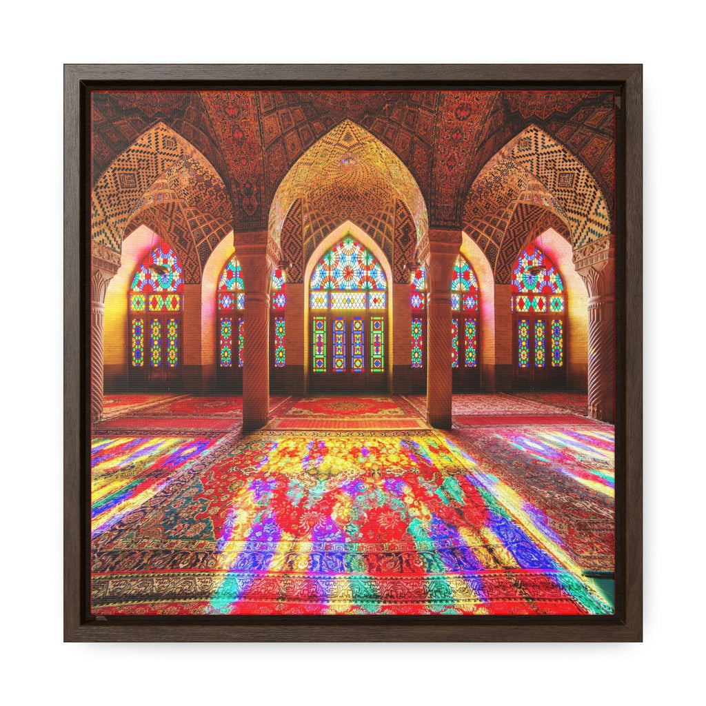 Square Framed Premium Canvas - Nasir Al-Mulk Mosque in Shiraz, Iran - Islam - Green Forest Home