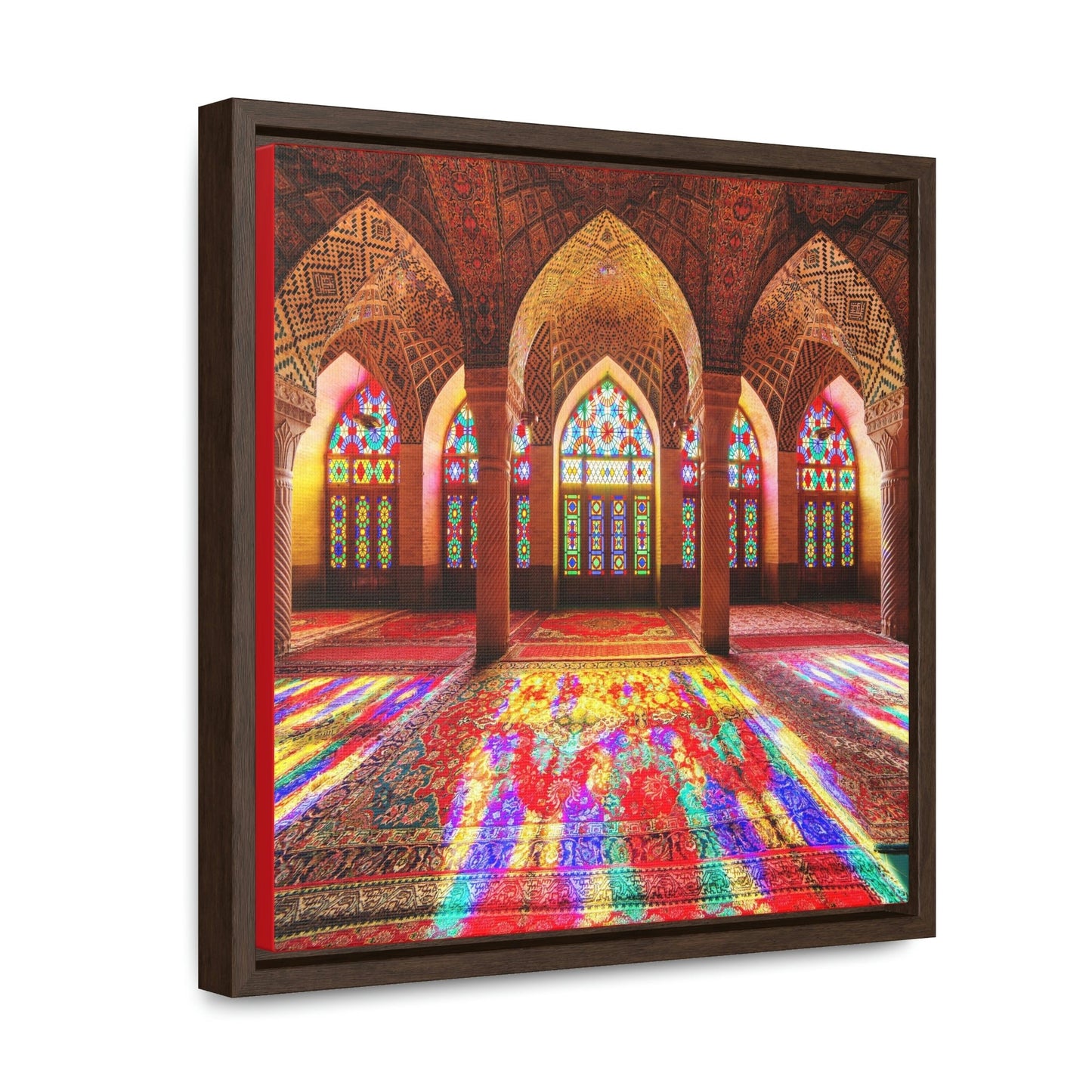 Square Framed Premium Canvas - Nasir Al-Mulk Mosque in Shiraz, Iran - Islam - Green Forest Home