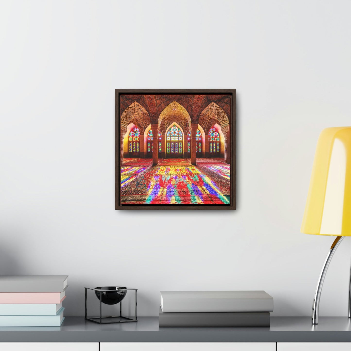 Square Framed Premium Canvas - Nasir Al-Mulk Mosque in Shiraz, Iran - Islam - Green Forest Home