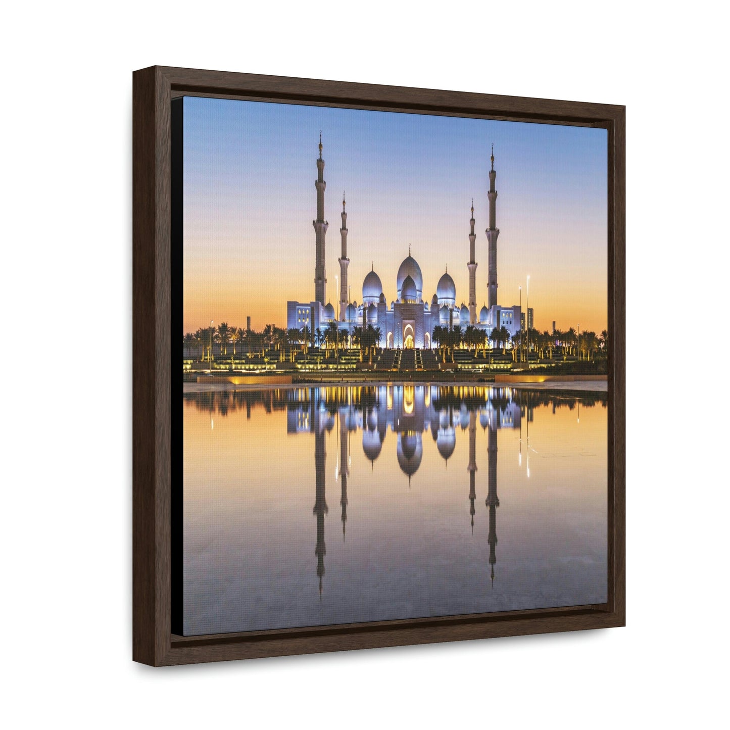 Square Framed Premium Canvas - Shikh Zayed Grand mosque in Abu Dhabi - UAE - Green Forest Home