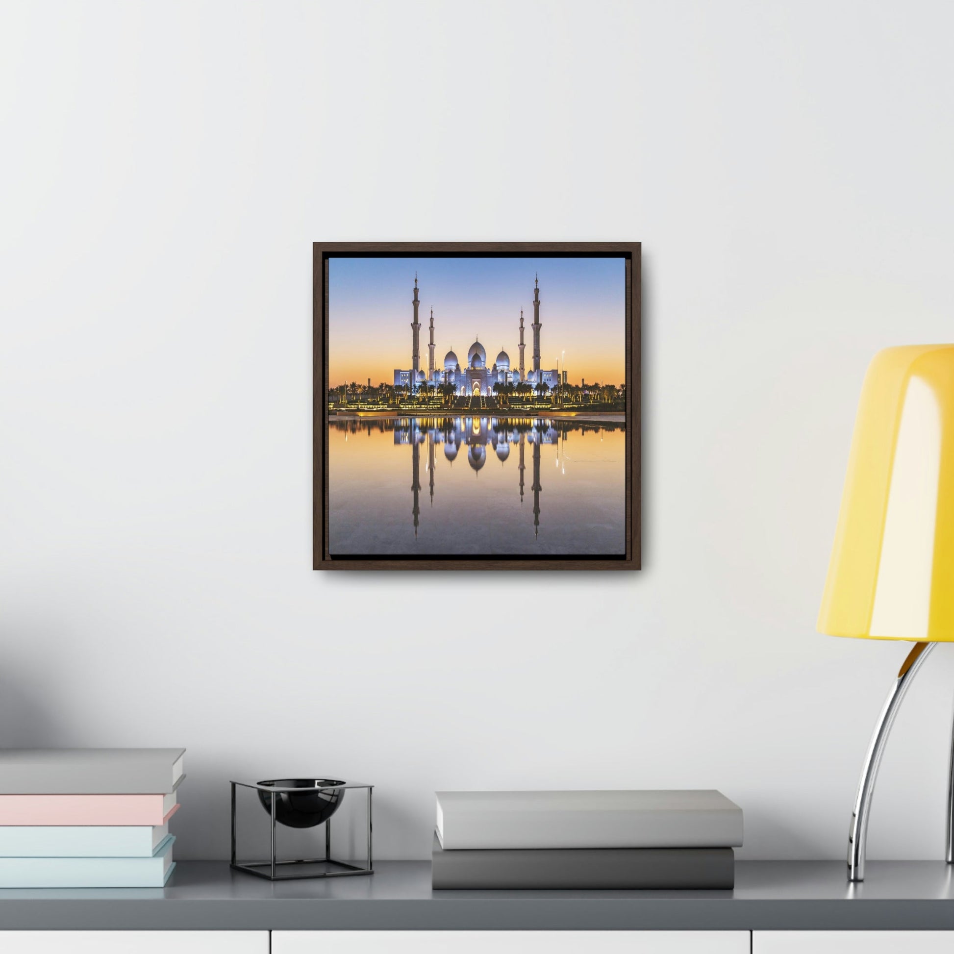 Square Framed Premium Canvas - Shikh Zayed Grand mosque in Abu Dhabi - UAE - Green Forest Home