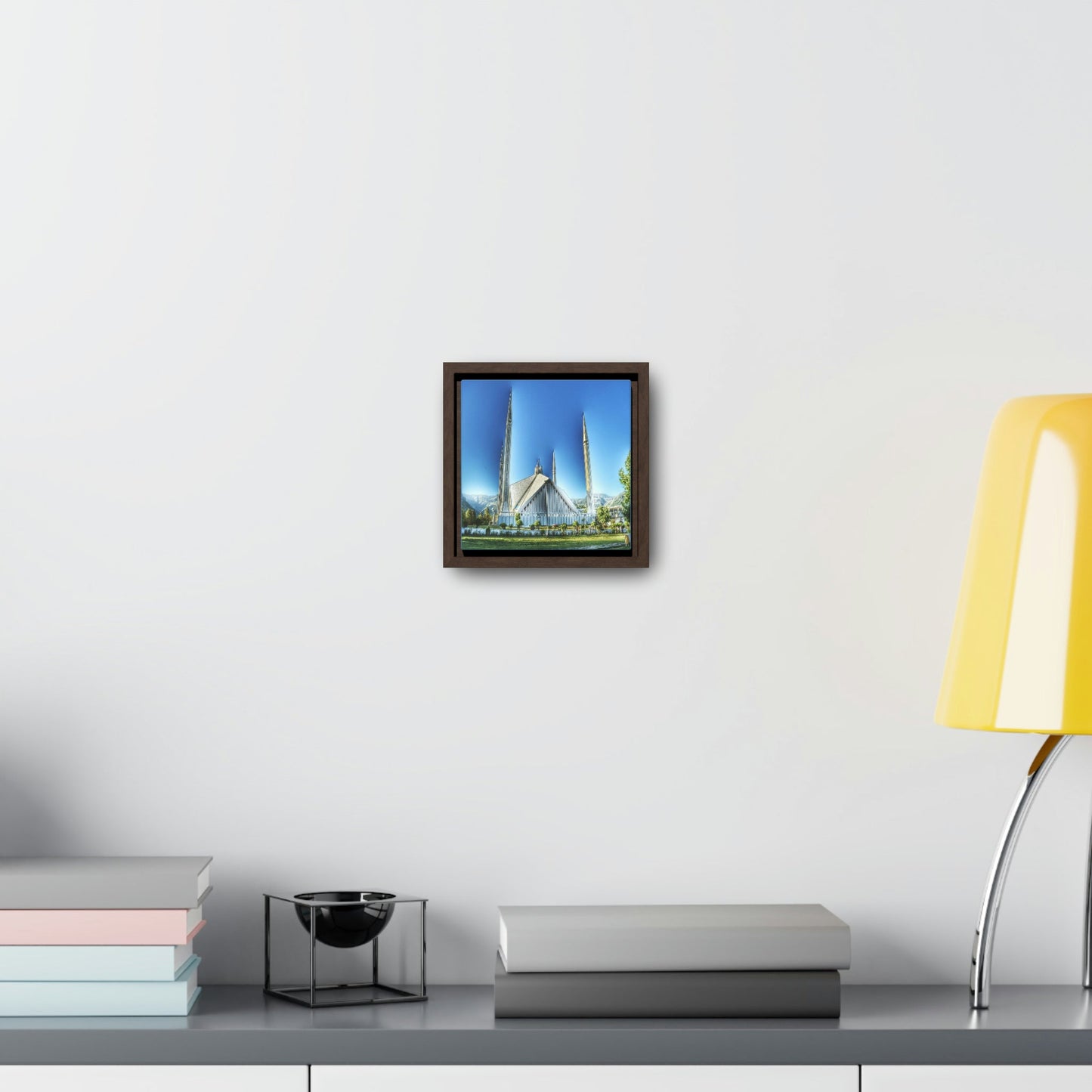 Square Framed Premium Gallery Canvas - The Faisal Mosque - Islamabad - Pakistan Islam - Green Forest Home