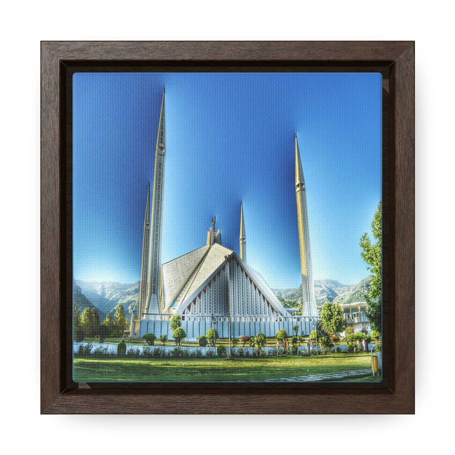 Square Framed Premium Gallery Canvas - The Faisal Mosque - Islamabad - Pakistan Islam - Green Forest Home