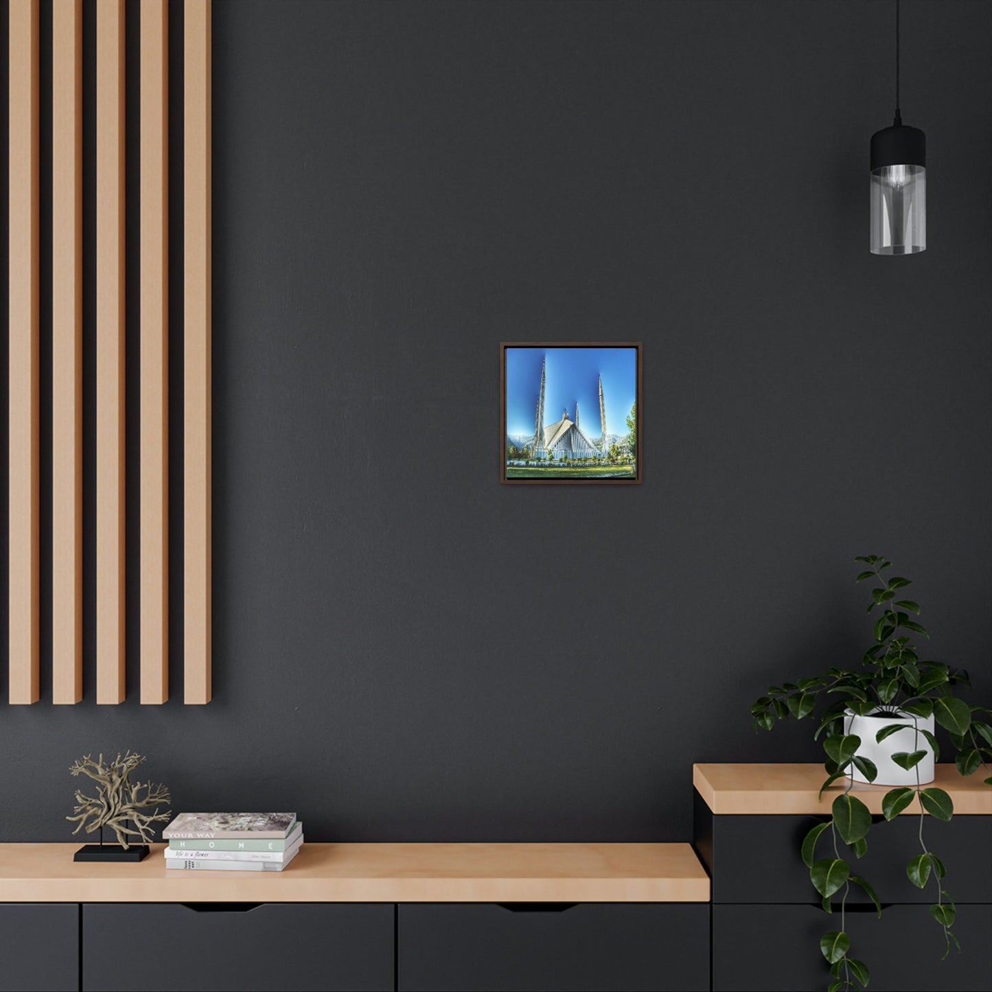 Square Framed Premium Gallery Canvas - The Faisal Mosque - Islamabad - Pakistan Islam - Green Forest Home