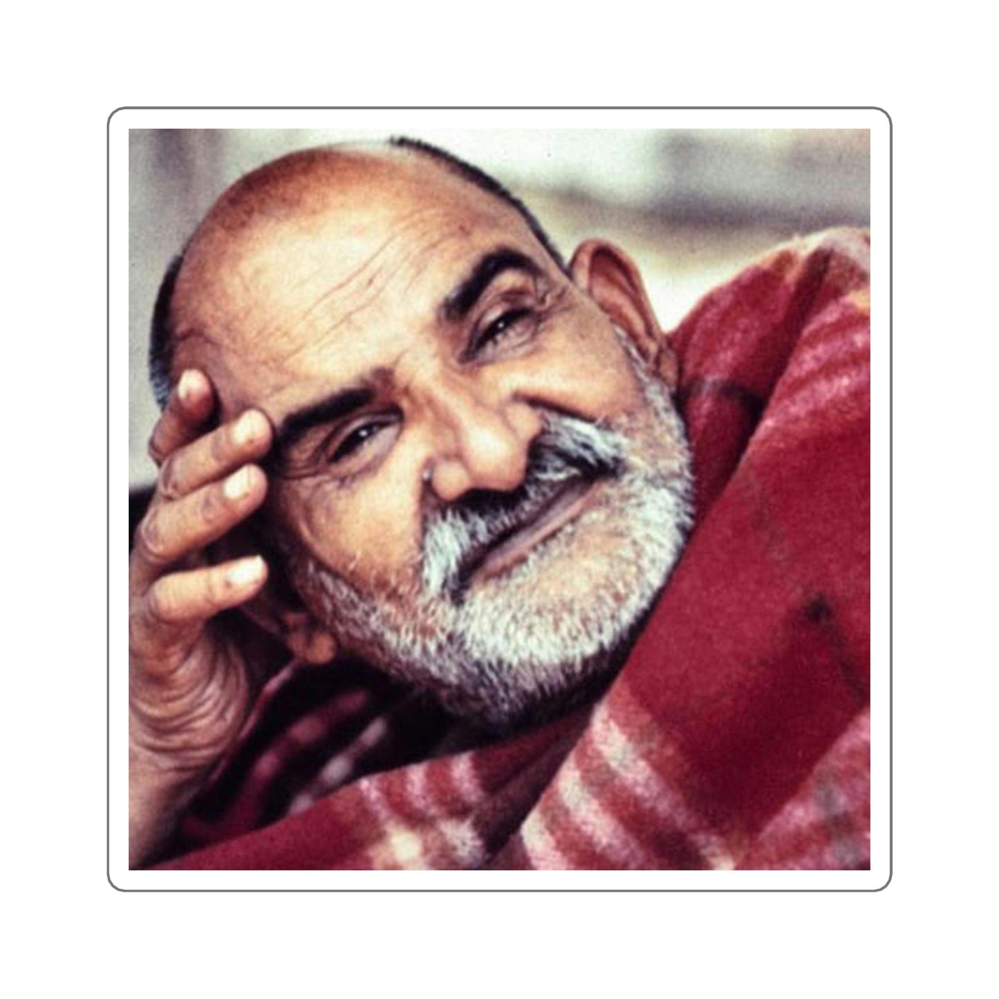 Square Stickers - Neem Karoli Baba Hindu Saint - "Love all men as God, even if they hurt you or shame you." - Green Forest Home