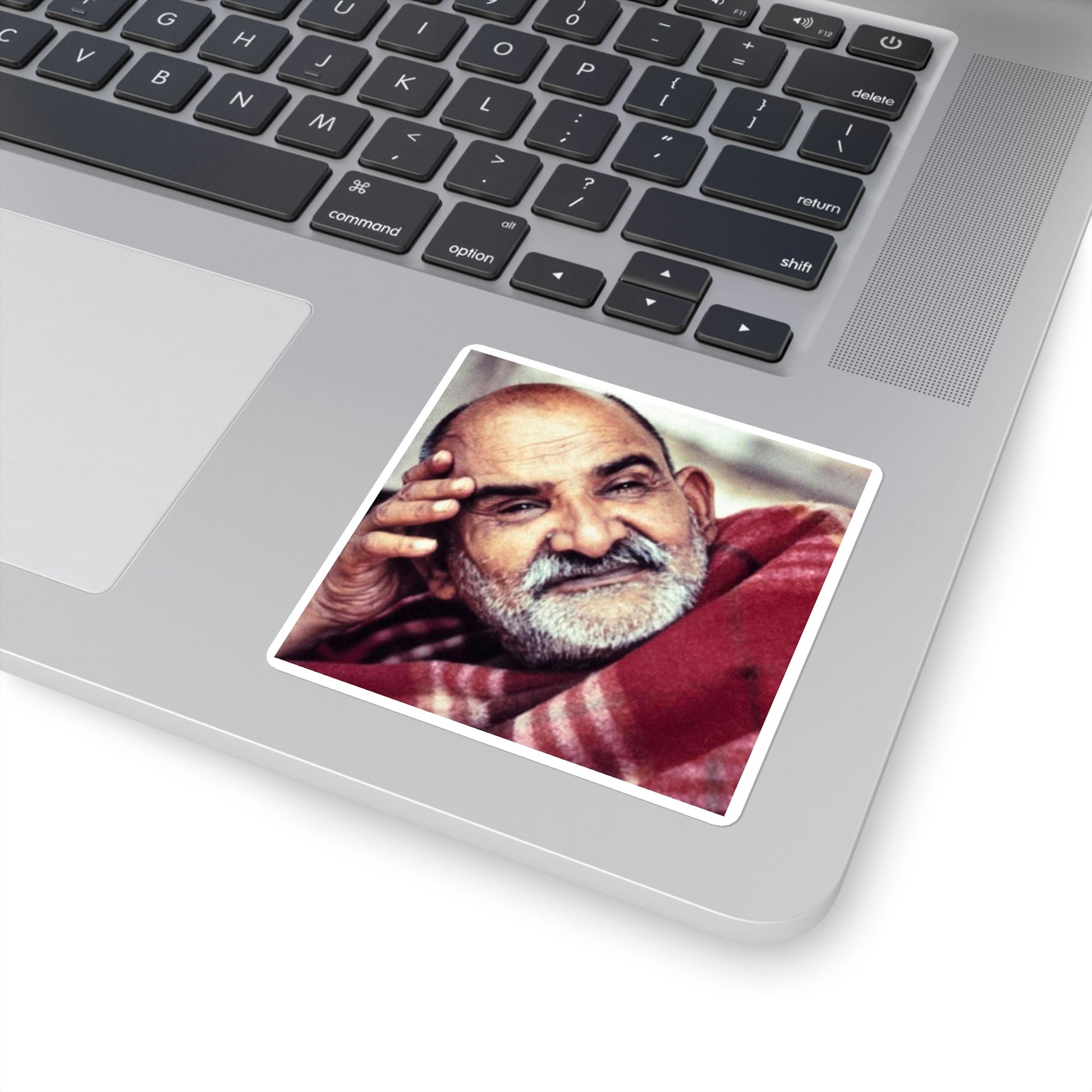 Square Stickers - Neem Karoli Baba Hindu Saint - "Love all men as God, even if they hurt you or shame you." - Green Forest Home