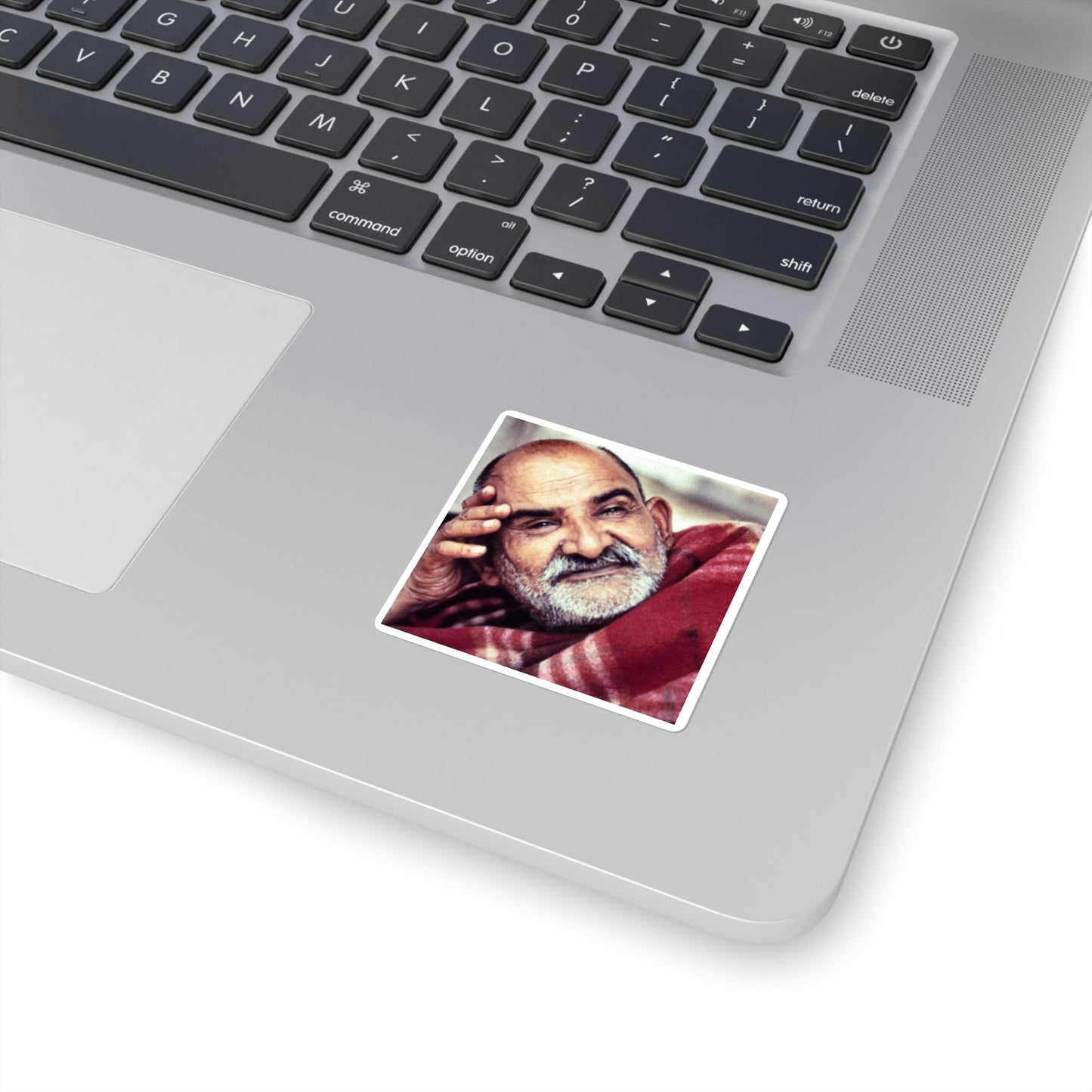 Square Stickers - Neem Karoli Baba Hindu Saint - "Love all men as God, even if they hurt you or shame you." - Green Forest Home