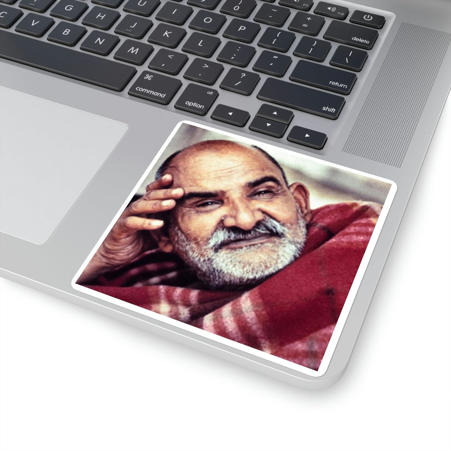 Square Stickers - Neem Karoli Baba Hindu Saint - "Love all men as God, even if they hurt you or shame you." - Green Forest Home