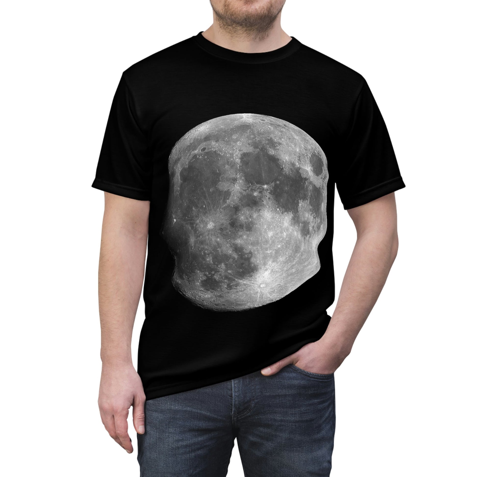 STAR MARVELS: Unisex AOP Cut & Sew Tee - Our beloved Moon and Sun - NASA HUBBLE space telescope - Green Forest Home