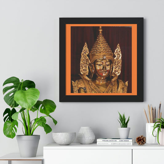 Theravada Buddhism - Framed Horizontal Poster - Buddha in Pagoda (top section) - TKAM Monastery - near Boulder Creek CA - Print in USA - Green Forest Home