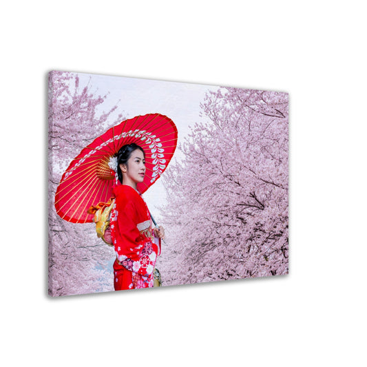 Thin Canvas Asian woman wearing Japanese traditional kimono and cherry blossom in spring - JAPAN - Green Forest Home