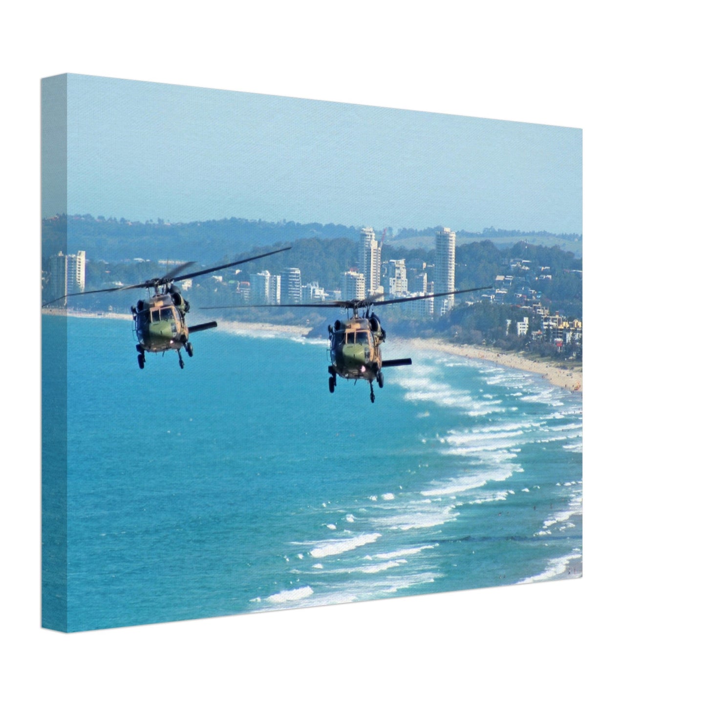 Thin Canvas - Australian Army Black choppers - Surfers Paradise and Gold Coast beaches - AUSTRALIA - Green Forest Home