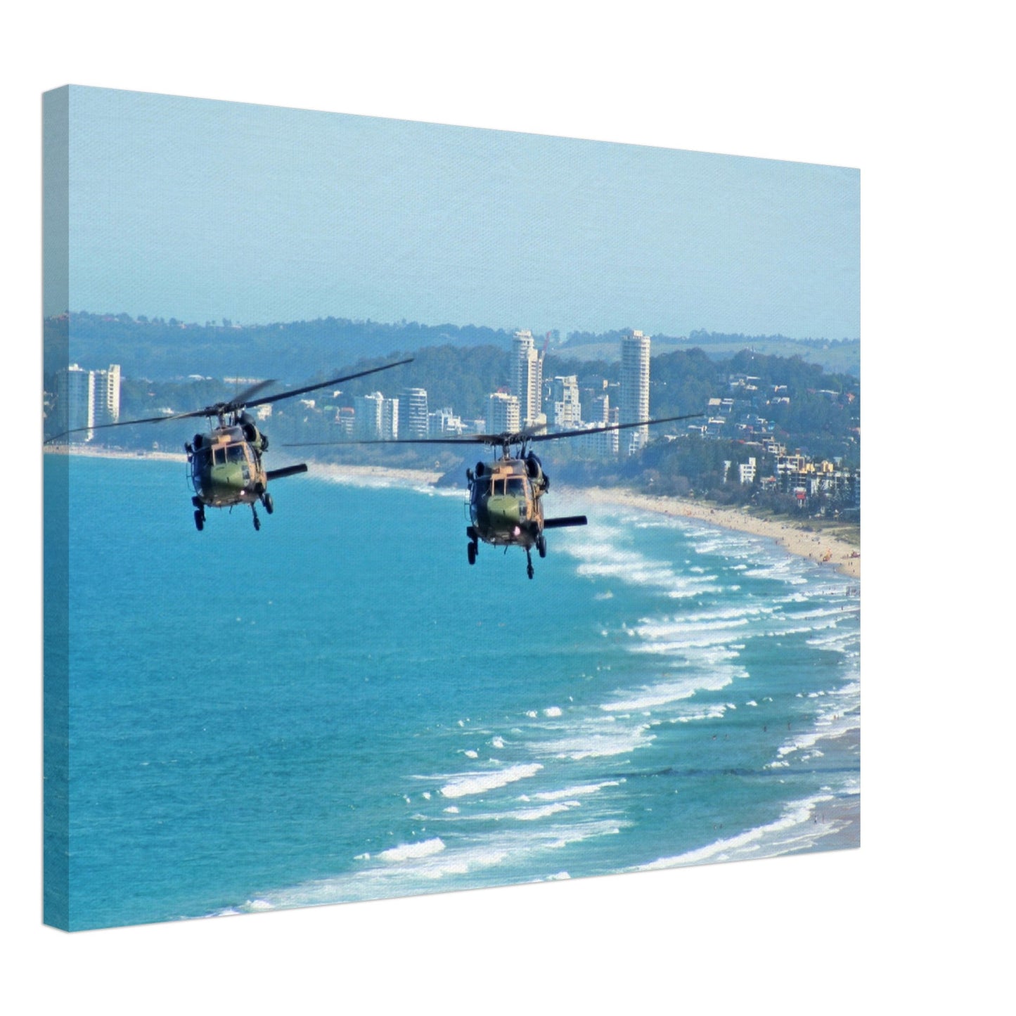 Thin Canvas - Australian Army Black choppers - Surfers Paradise and Gold Coast beaches - AUSTRALIA - Green Forest Home