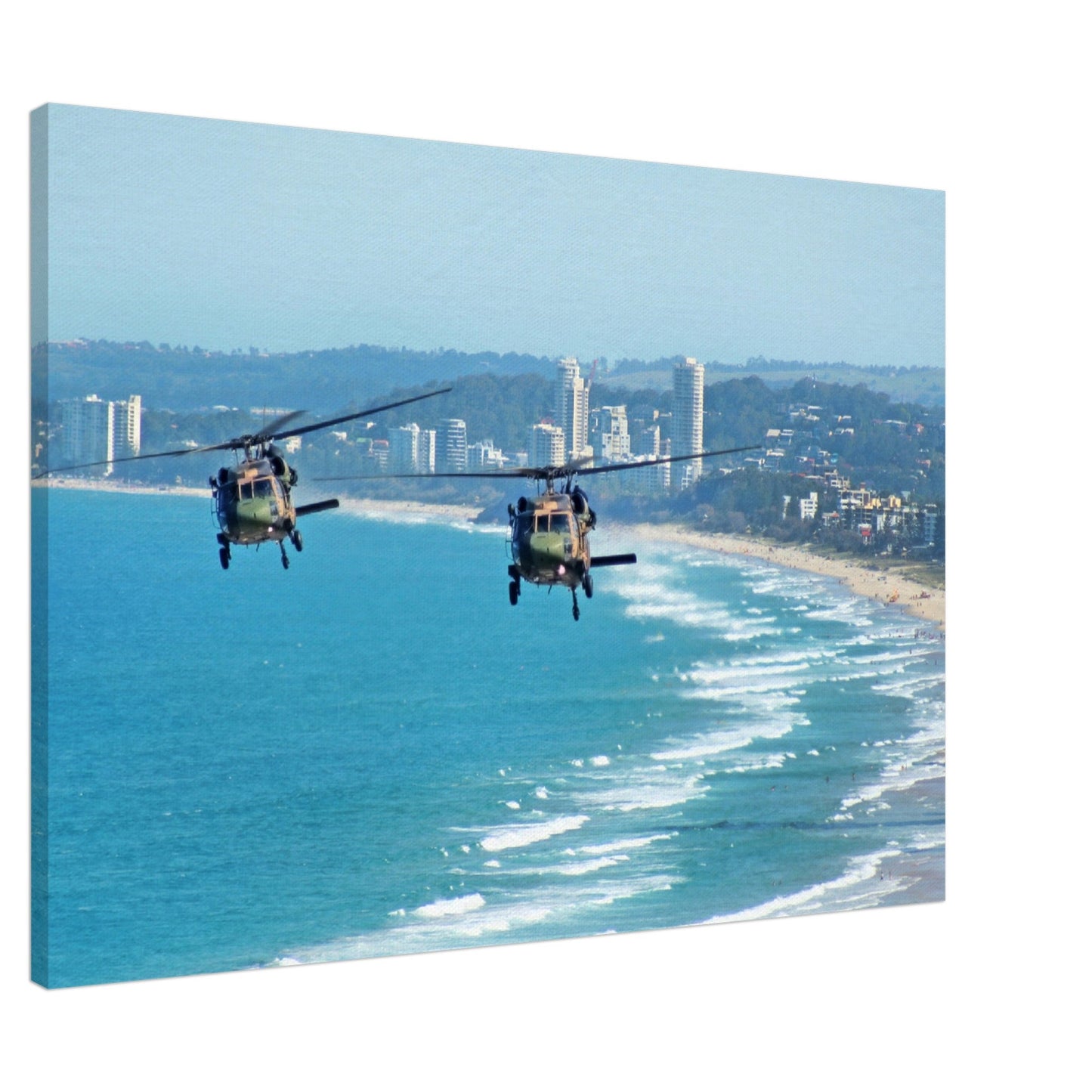 Thin Canvas - Australian Army Black choppers - Surfers Paradise and Gold Coast beaches - AUSTRALIA - Green Forest Home