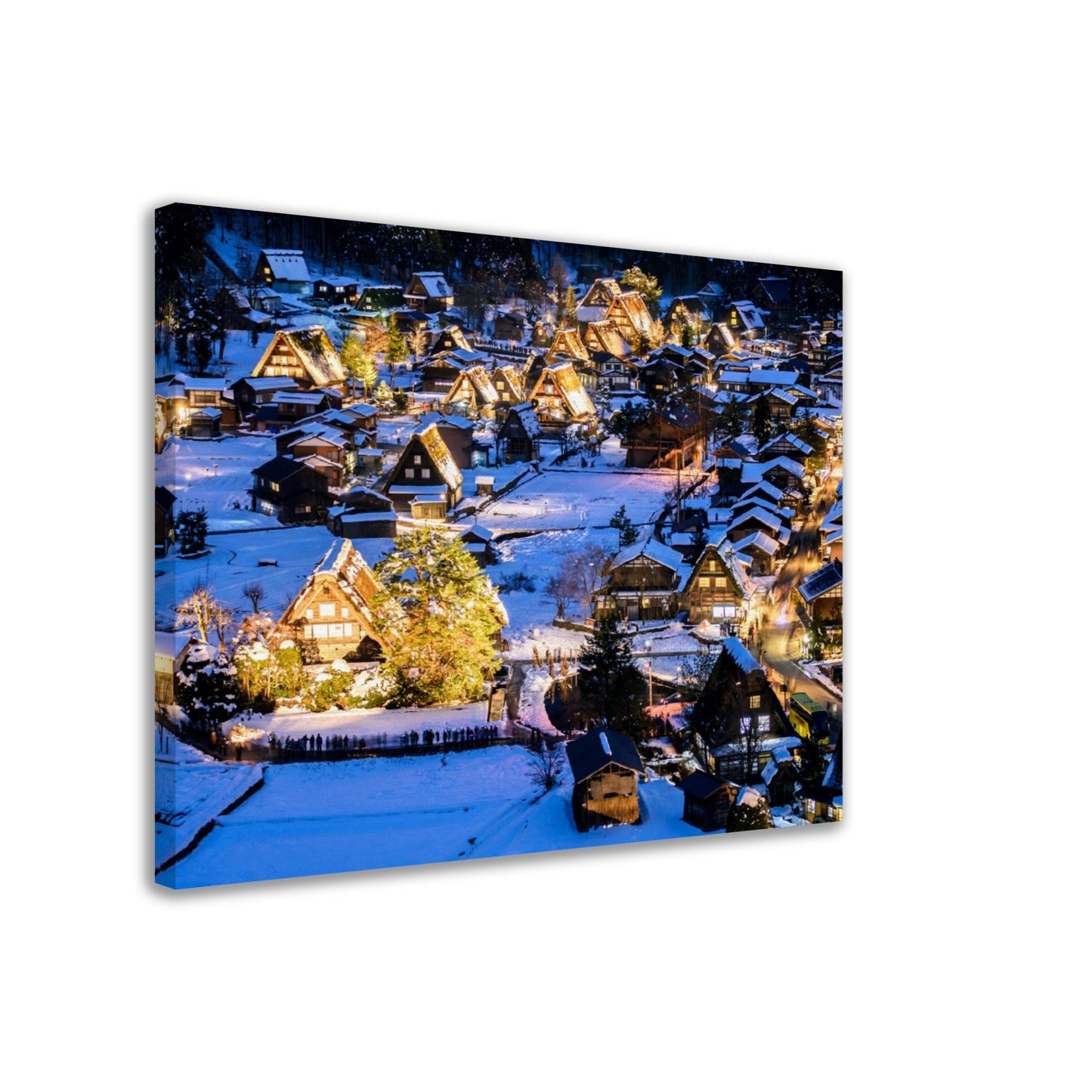 Thin Canvas - Hirakawago in Central Japan view at night - WINTER in JAPAN - Green Forest Home