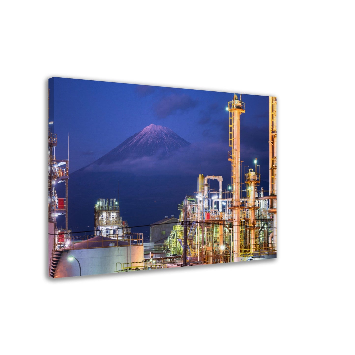 Thin Canvas - Mt. Fuji with Factories at Night - JAPAN - Green Forest Home