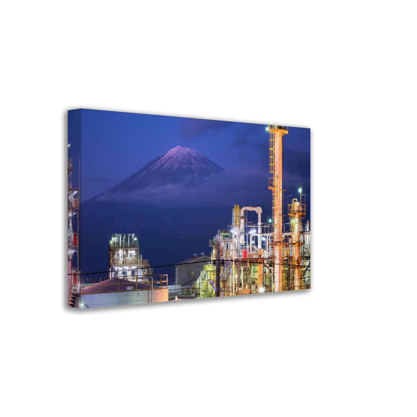 Thin Canvas - Mt. Fuji with Factories at Night - JAPAN - Green Forest Home