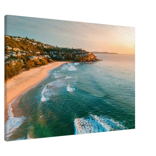 Thin Canvas - Sunrise sky morning aerial views of Whale Beach Northern beaches AUTRALIA - Green Forest Home