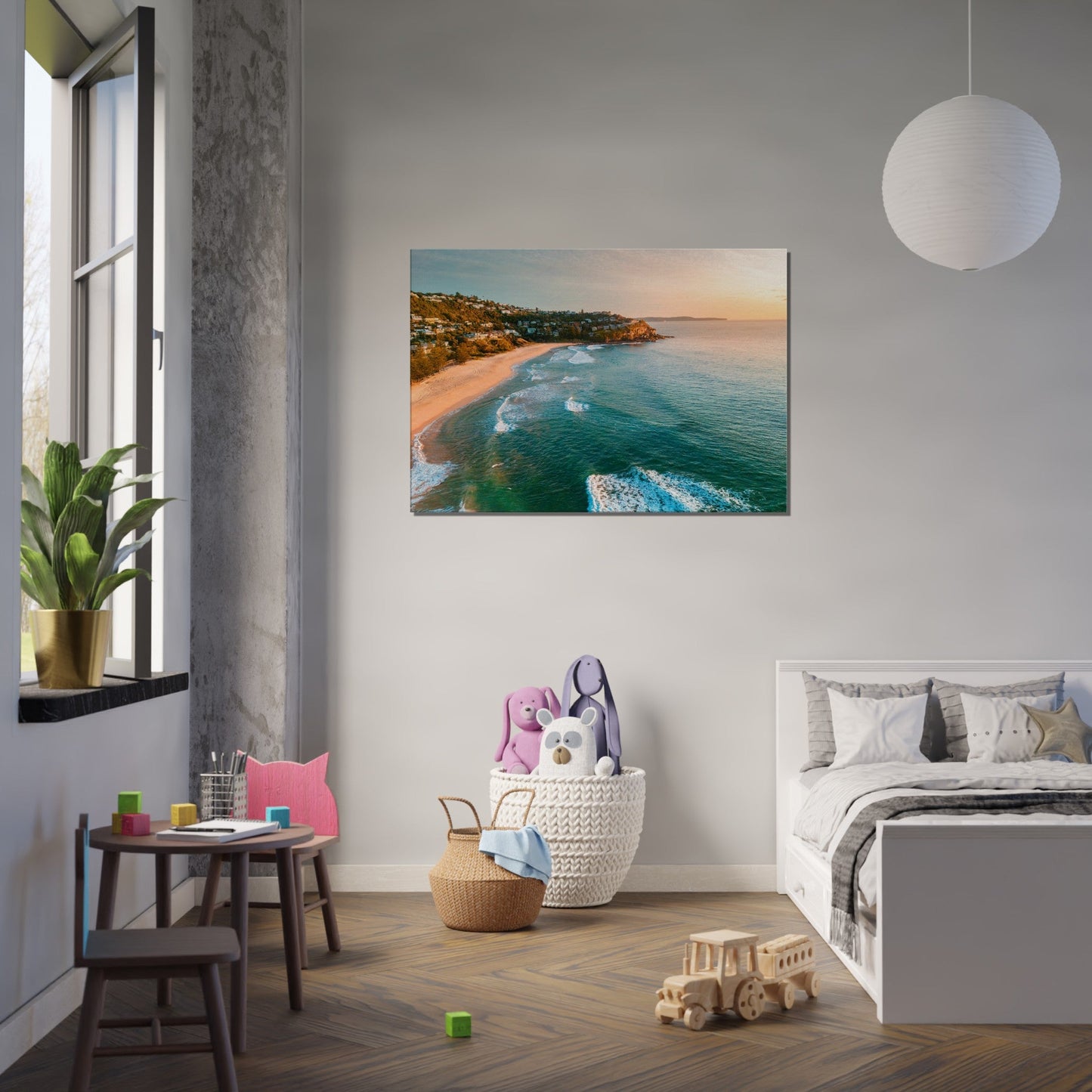 Thin Canvas - Sunrise sky morning aerial views of Whale Beach Northern beaches AUTRALIA - Green Forest Home