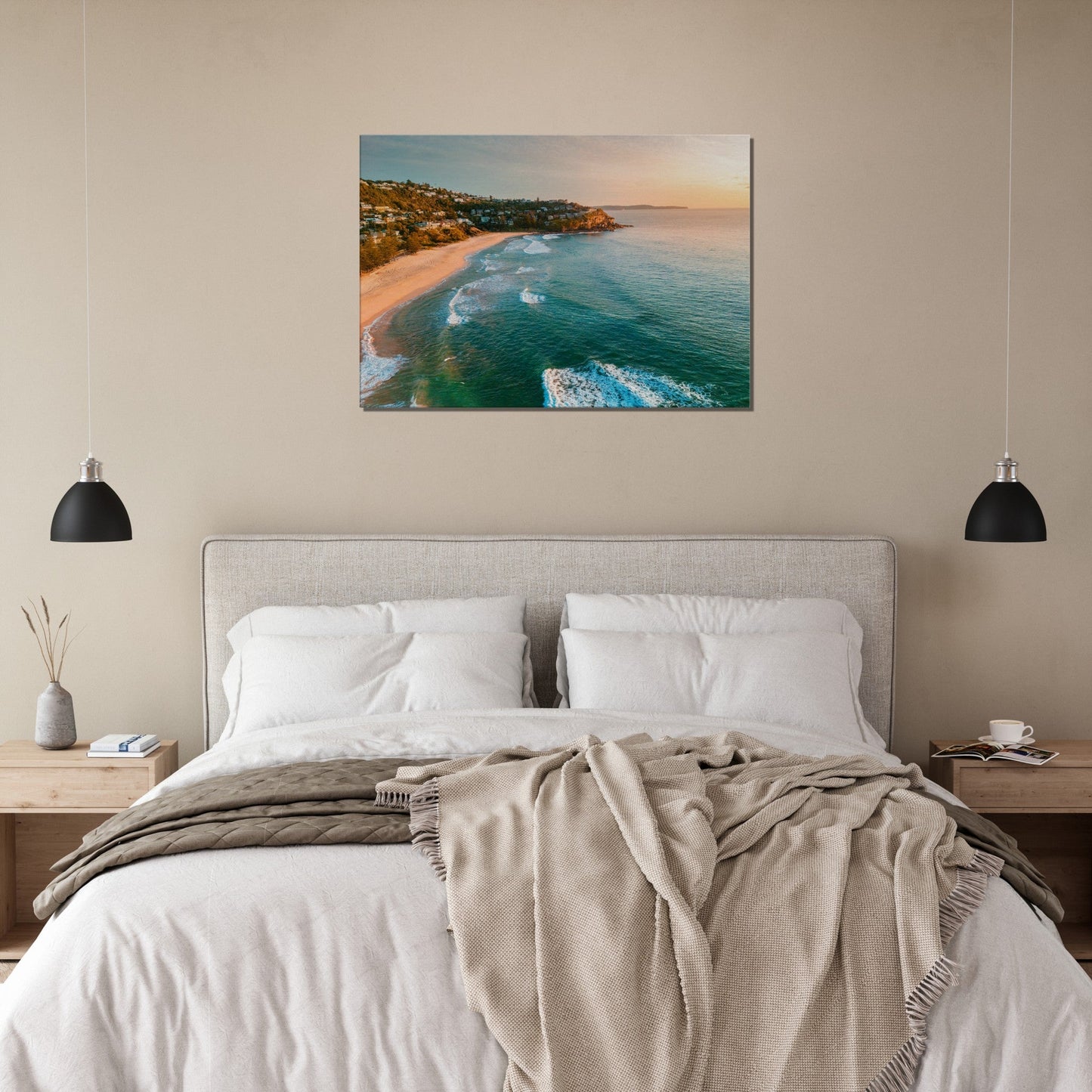 Thin Canvas - Sunrise sky morning aerial views of Whale Beach Northern beaches AUTRALIA - Green Forest Home