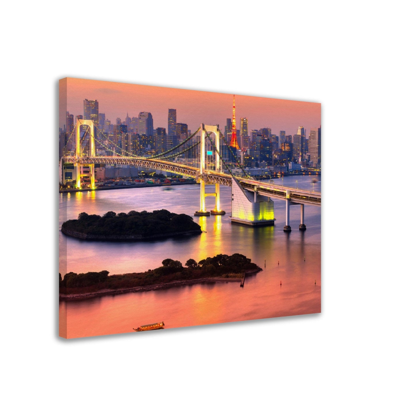 Thin Canvas - Tokyo skyline with Tokyo tower and rainbow bridge. Tokyo - JAPAN - Green Forest Home