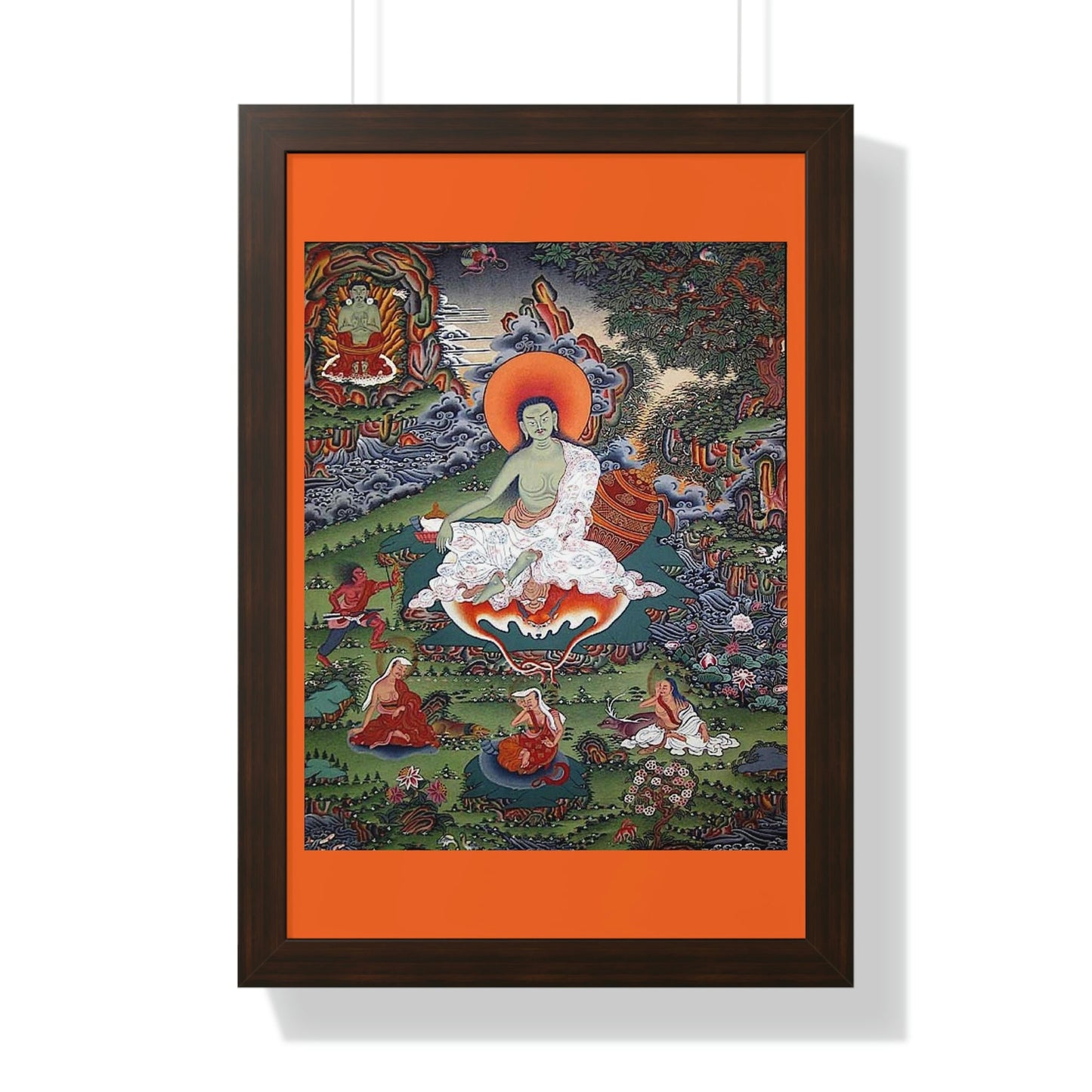 Tibetan Buddhism - Framed Vertical Poster - Realized Buddhist - MahaSiddha Milarepa - Tibet - Print in USA - Green Forest Home