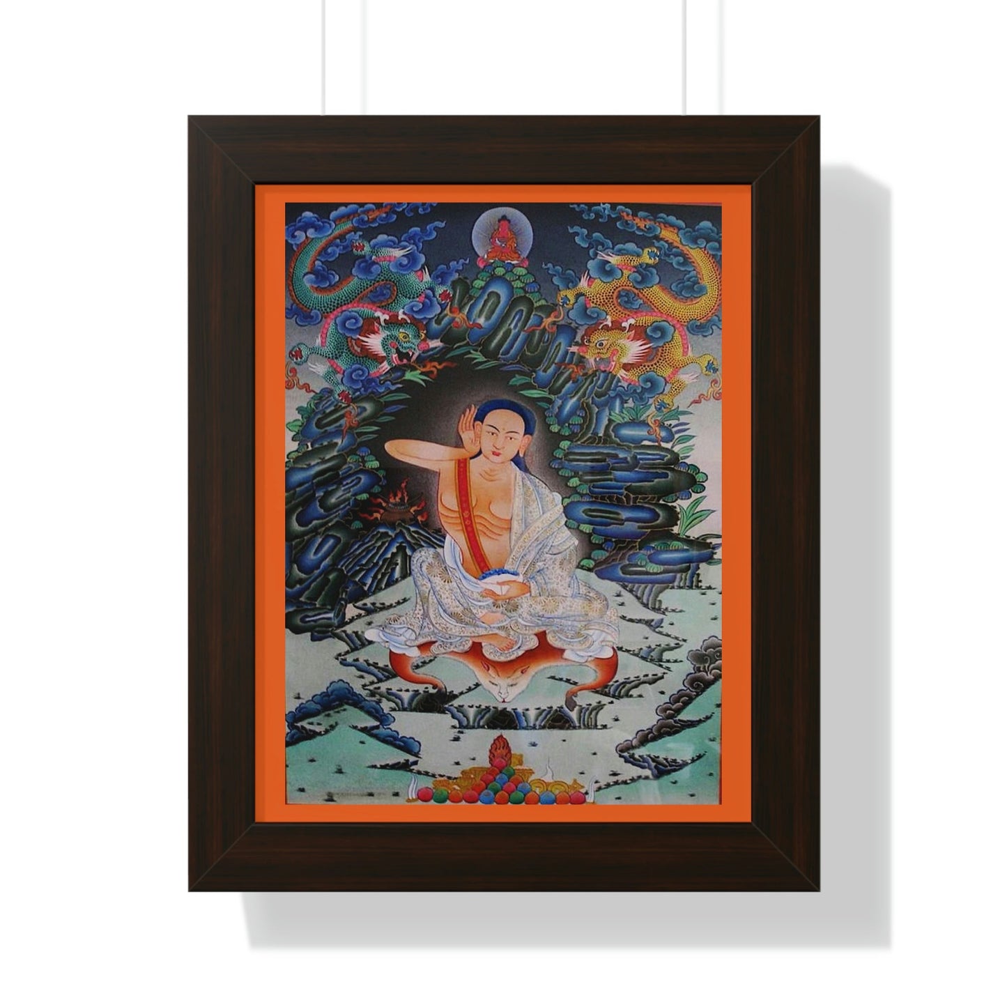 Tibetan Buddhism - Framed Vertical Poster - Realized Buddhist - MahaSiddha Milarepa - Tibet - Print in USA - Green Forest Home