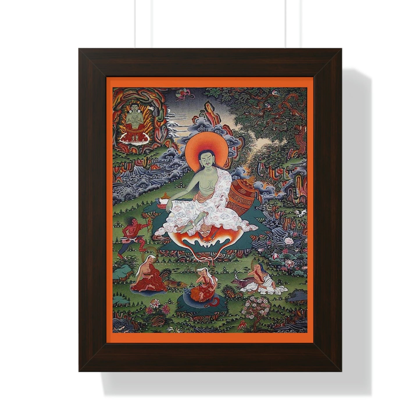 Tibetan Buddhism - Framed Vertical Poster - Realized Buddhist - MahaSiddha Milarepa - Tibet - Print in USA - Green Forest Home