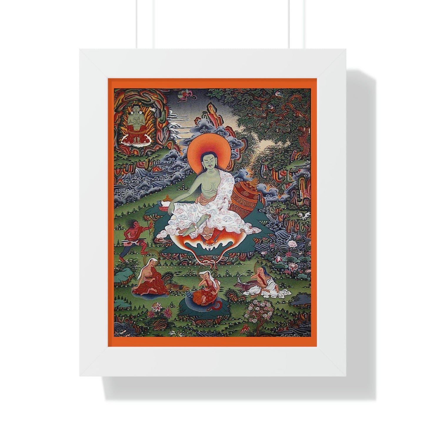 Tibetan Buddhism - Framed Vertical Poster - Realized Buddhist - MahaSiddha Milarepa - Tibet - Print in USA - Green Forest Home