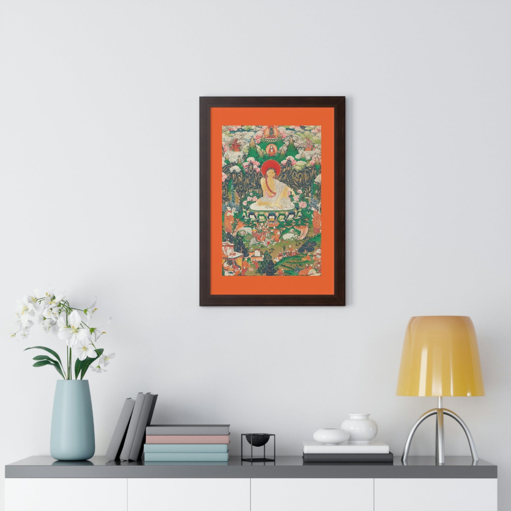 Tibetan Buddhism - Framed Vertical Poster - Realized Buddhist - MahaSiddha Milarepa - Tibet - Print in USA - Green Forest Home