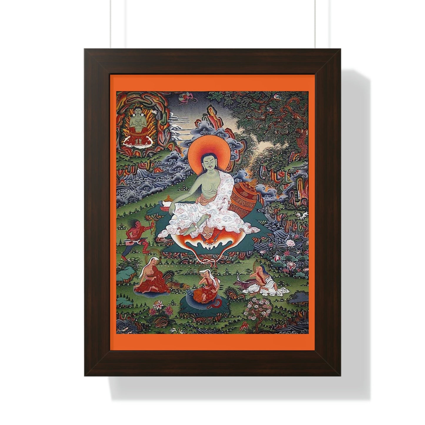 Tibetan Buddhism - Framed Vertical Poster - Realized Buddhist - MahaSiddha Milarepa - Tibet - Print in USA - Green Forest Home