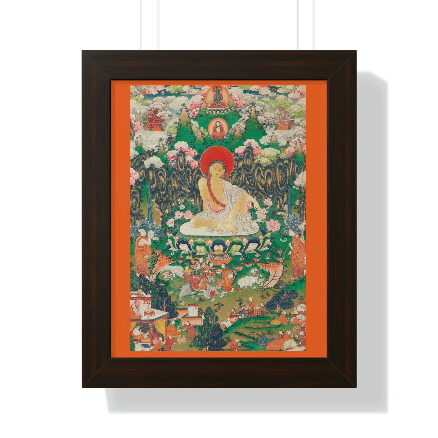 Tibetan Buddhism - Framed Vertical Poster - Realized Buddhist - MahaSiddha Milarepa - Tibet - Print in USA - Green Forest Home