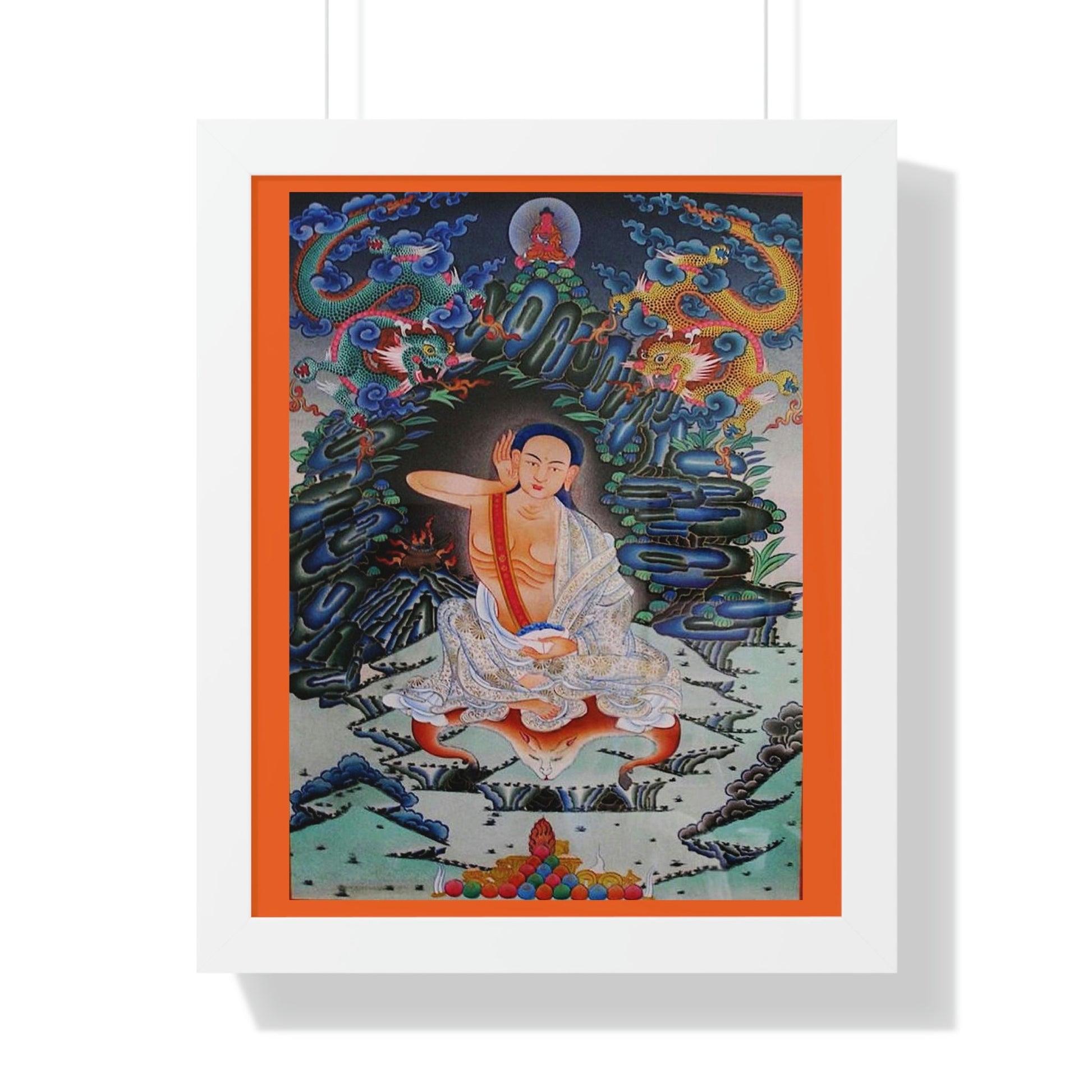 Tibetan Buddhism - Framed Vertical Poster - Realized Buddhist - MahaSiddha Milarepa - Tibet - Print in USA - Green Forest Home