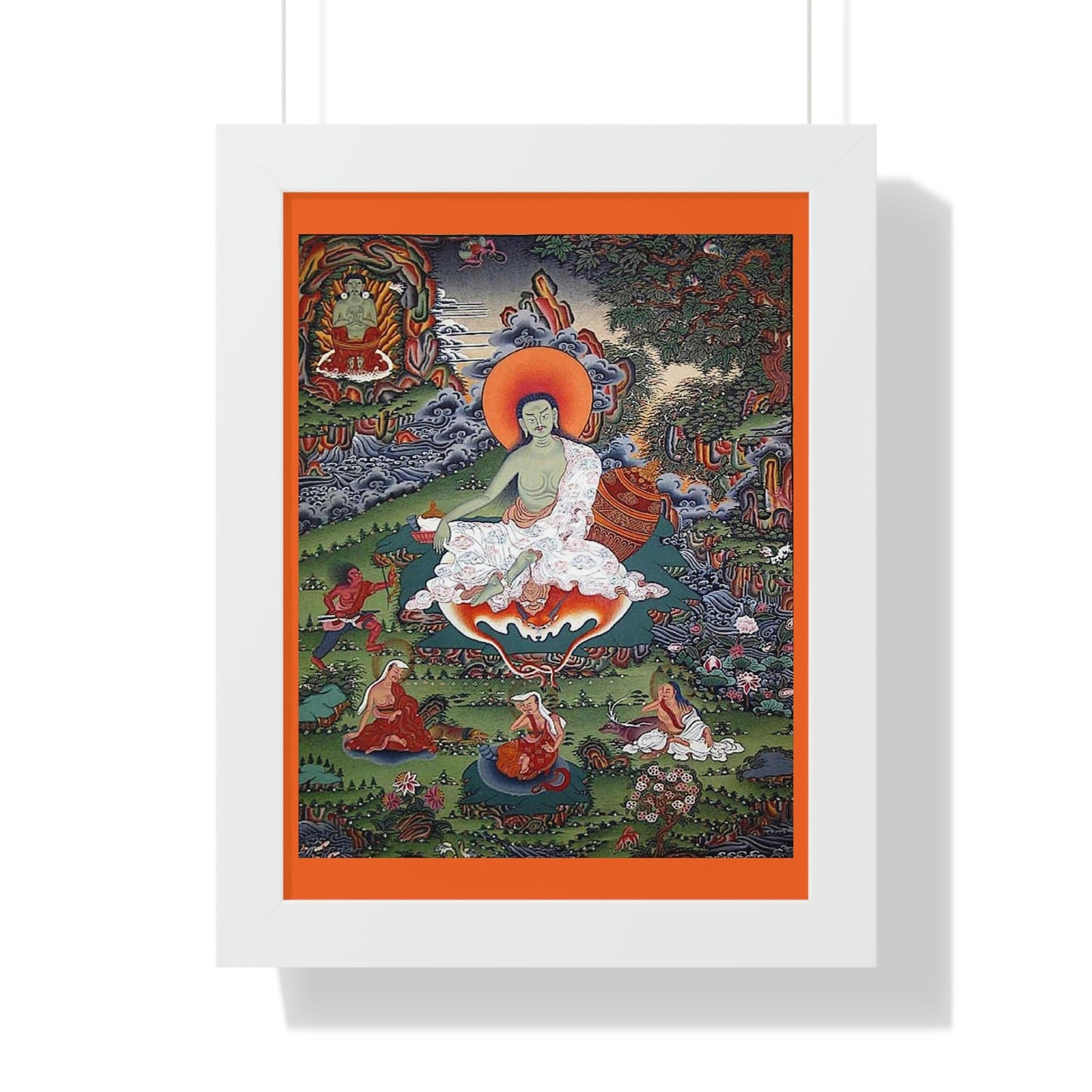 Tibetan Buddhism - Framed Vertical Poster - Realized Buddhist - MahaSiddha Milarepa - Tibet - Print in USA - Green Forest Home