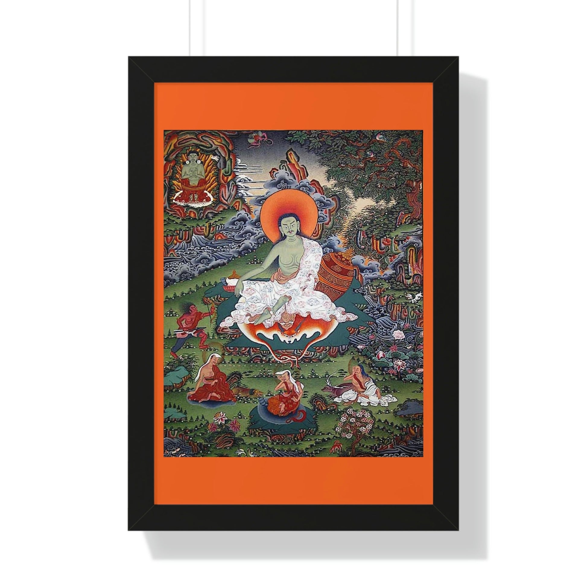 Tibetan Buddhism - Framed Vertical Poster - Realized Buddhist - MahaSiddha Milarepa - Tibet - Print in USA - Green Forest Home