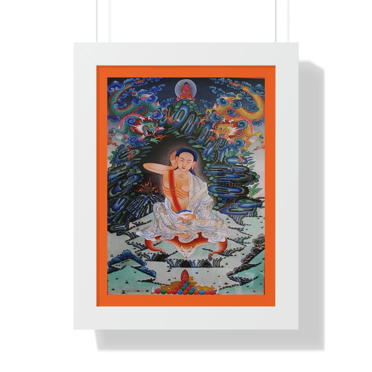 Tibetan Buddhism - Framed Vertical Poster - Realized Buddhist - MahaSiddha Milarepa - Tibet - Print in USA - Green Forest Home